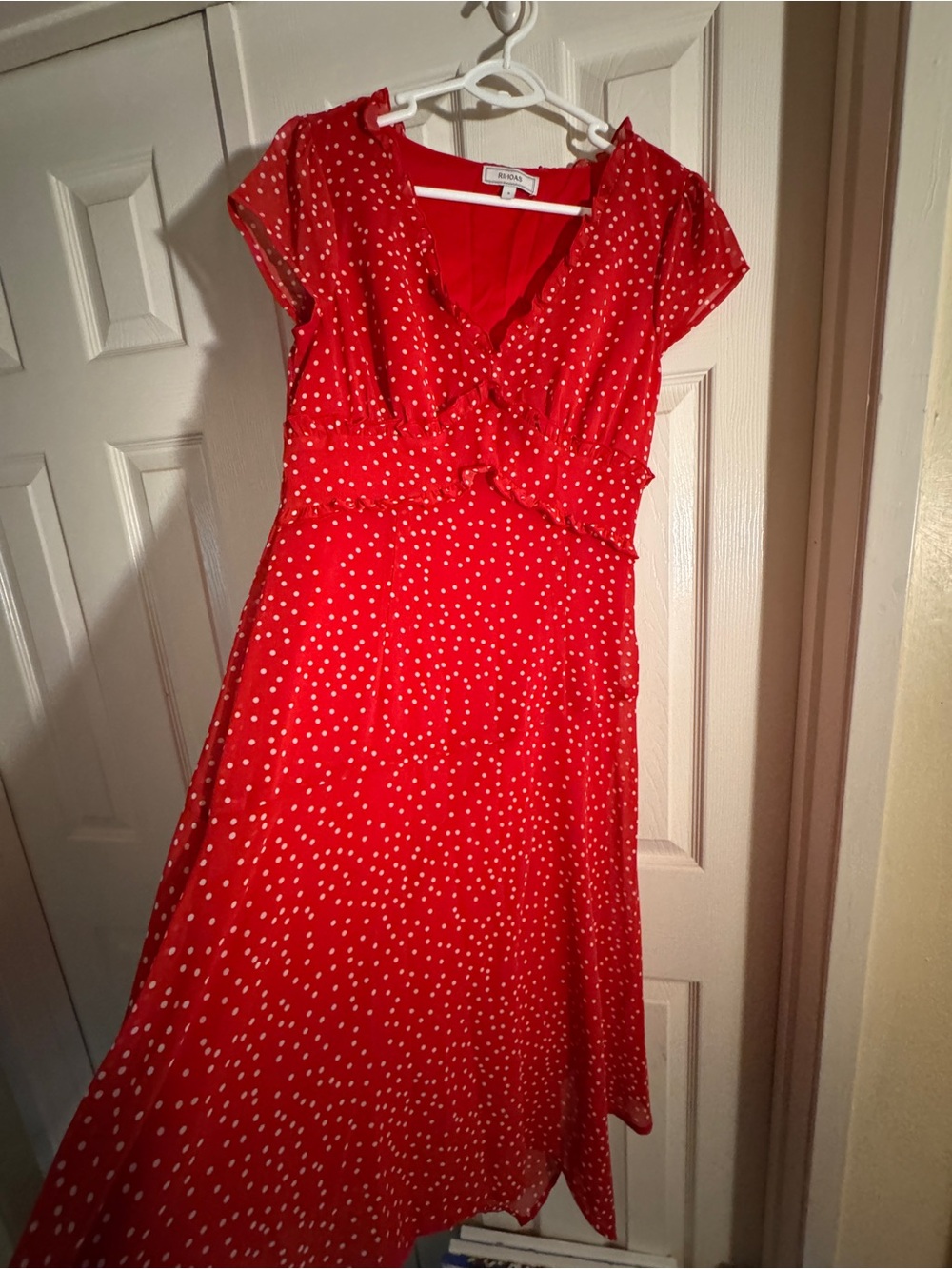 Rihoas Red Polka Dot Midi Dress - S